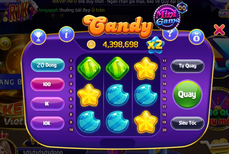 Minigame Candy Tại RikVip – Thế Giới Kẹo Ngọt Đầy Màu Sắc Và Những Hũ Thưởng Jackpot