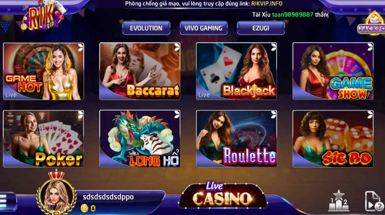 Trải Nghiệm Casino Livestream Tại RikVip Với Tỷ Lệ Hoàn Kèo Cực Cao