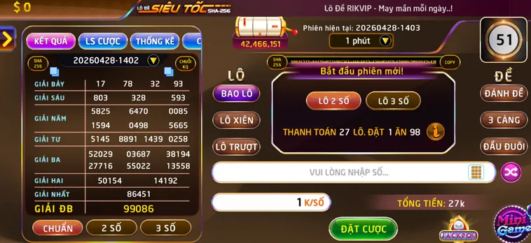 Trải Nghiệm Lô Đề Siêu Tốc Tại RikVip: Quay Nhanh Thắng Lớn Trong 30 Giây